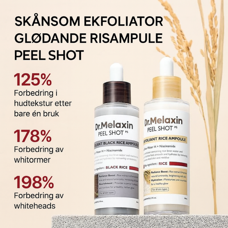 Dr. Melaxin – Rice Peel Shot Duo | Glød & Hudstruktur